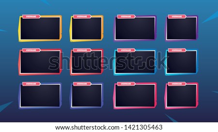 Gaming facecam frames overlays for live streamers. Inspired by battle royale videogames. 16:9 and 4:3 screen resolution, multiple colors.
