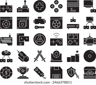 Gaming fill icon set vector design illustration stock