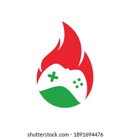 Gaming fire logo icon designs vector. game pad with a fire for gaming logo