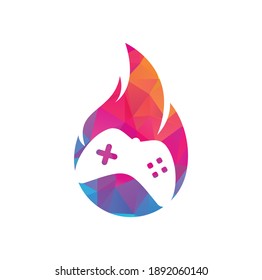 Gaming fire logo icon designs vector. game pad with a fire for gaming logo