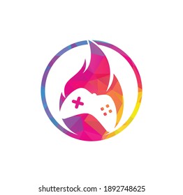Gaming fire logo icon designs vector. game pad with a fire for gaming logo