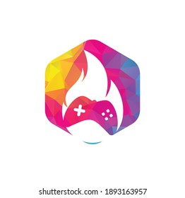 Gaming fire logo icon designs vector. game pad with a fire for gaming logo
