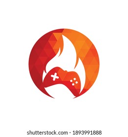 Gaming fire logo icon designs vector. game pad with a fire for gaming logo	