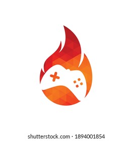 Gaming fire logo icon designs vector. game pad with a fire for gaming logo