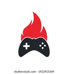 Gaming fire logo icon designs vector. game pad with a fire for gaming logo