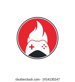 Gaming fire logo icon designs vector. game pad with a fire for gaming logo