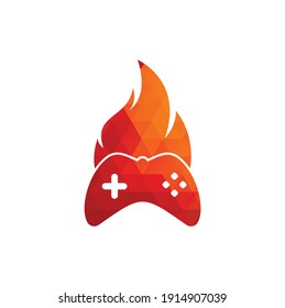 Gaming fire logo icon designs vector. game pad with a fire for gaming logo.