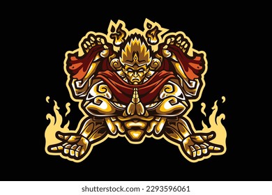 Modelo de logotipo de mascota de fuego de juegos ilustración de dibujos animados vector