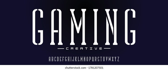 Gaming font for esport industry. Sans Serif concept minimal sport and movie fonts.
