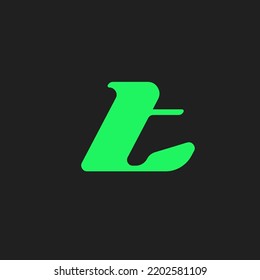 Gaming font for video game logo and headline. Bold futuristic letters with sharp angles and green outline. Tilted sharp font on black background. Modern Vector typography design with metal texture.