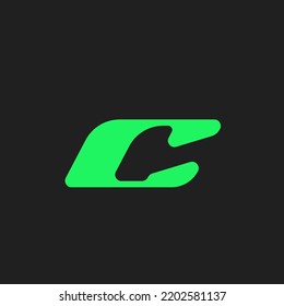 Gaming font for video game logo and headline. Bold futuristic letters with sharp angles and green outline. Tilted sharp font on black background. Modern Vector typography design with metal texture.