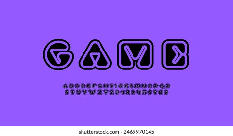 Gaming futuristic font tech alphabet made game console style, tech letters and numbers vector illustration 10EPS