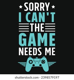Gaming game lovers typography graphics tshirt design