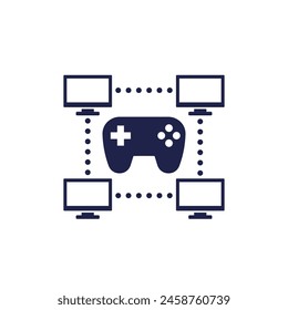 Gaming, gamepad and computers icon, network for games