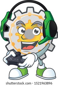 Gaming gear machine cartoon character mascot style