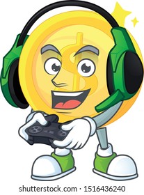 Gaming gold coin with design character mascot