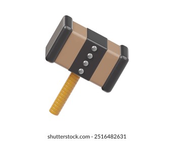 Gaming hammer icon 3d render illustration