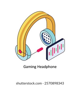 Gaming Headphone isometric Colored illustration. EPS File stock illustration