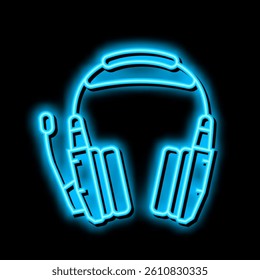 gaming headphones neon light sign vector. gaming headphones illustration