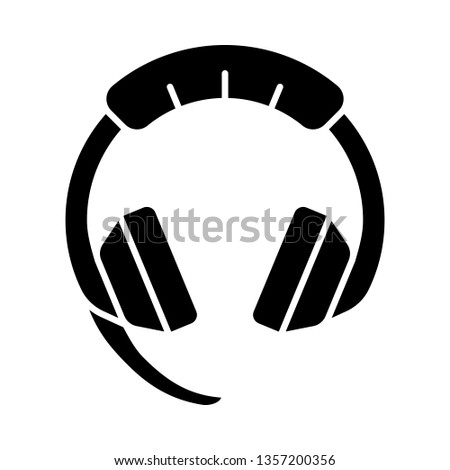 Gaming headset glyph icon. Esports equipment. Computer headphones with microphone. Game device. Silhouette symbol. Negative space. Vector isolated illustration