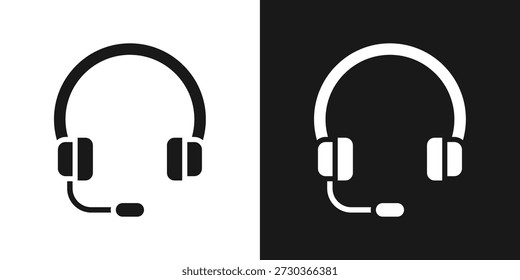 Icono de auriculares para juegos en estilo de glifo blanco y negro