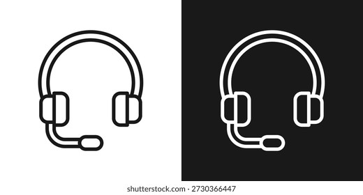 Icono de auriculares para juegos en estilo de línea en blanco y negro