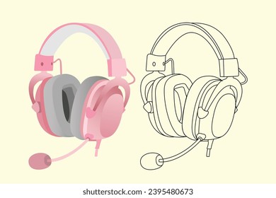 Gaming headset and technology for listening to music earphones icon, headphone design vector illustration.