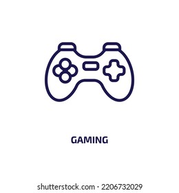 gaming icon from artificial intellegence and future technology collection. Thin linear gaming, play, game outline icon isolated on white background. Line vector gaming sign, symbol for web and mobile