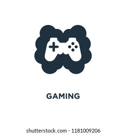 Gaming icon. Black filled vector illustration. Gaming symbol on white background. Can be used in web and mobile.