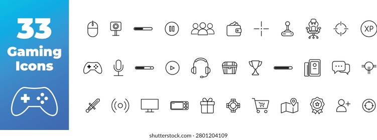 Gaming icon set, gaming chair icon, gaming accessorries,game icons.