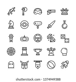 Gaming icon set with outline style vector illustration