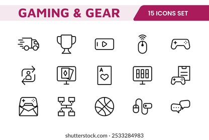 Gaming Icon Set. Vibrant and dynamic icons for game design, streaming, and e-sports branding, perfect for creating immersive interfaces and enhancing your gaming projects.