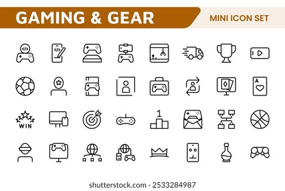 Gaming Icon Set. Vibrant and dynamic icons for game design, streaming, and e-sports branding, perfect for creating immersive interfaces and enhancing your gaming projects.