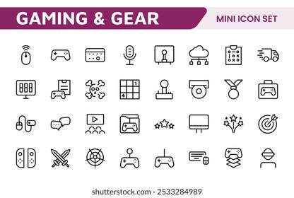 Gaming Icon Set. Vibrant and dynamic icons for game design, streaming, and e-sports branding, perfect for creating immersive interfaces and enhancing your gaming projects.