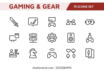 Gaming Icon Set. Vibrant and dynamic icons for game design, streaming, and e-sports branding, perfect for creating immersive interfaces and enhancing your gaming projects.