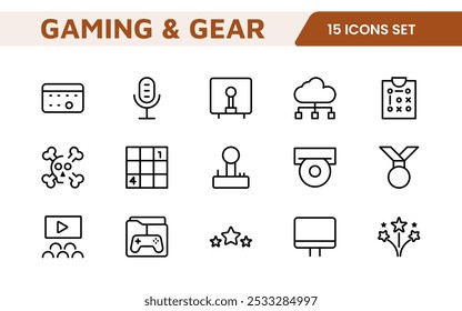 Gaming Icon Set. Vibrant and dynamic icons for game design, streaming, and e-sports branding, perfect for creating immersive interfaces and enhancing your gaming projects.