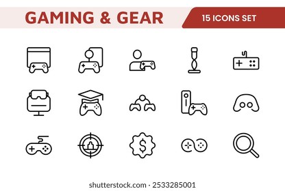 Gaming Icon Set. Vibrant and dynamic icons for game design, streaming, and e-sports branding, perfect for creating immersive interfaces and enhancing your gaming projects.