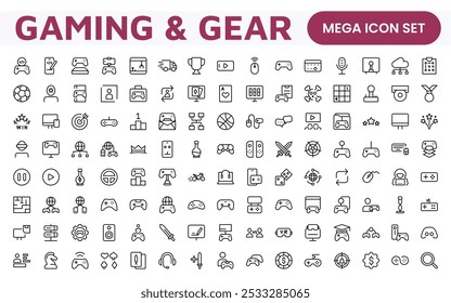 Gaming Icon Set. Vibrant and dynamic icons for game design, streaming, and e-sports branding, perfect for creating immersive interfaces and enhancing your gaming projects.