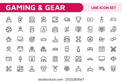 Gaming Icon Set. Vibrant and dynamic icons for game design, streaming, and e-sports branding, perfect for creating immersive interfaces and enhancing your gaming projects.