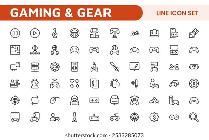 Gaming Icon Set. Vibrant and dynamic icons for game design, streaming, and e-sports branding, perfect for creating immersive interfaces and enhancing your gaming projects.