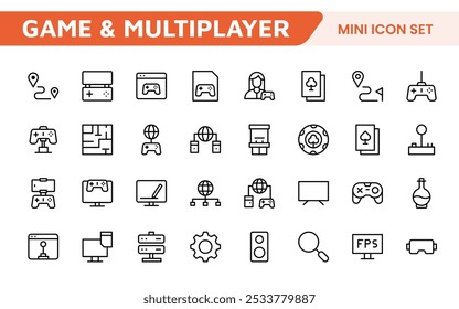 Gaming Icon Set. Vibrant and dynamic icons for game design, streaming, and e-sports branding, perfect for creating immersive interfaces and enhancing your gaming projects.