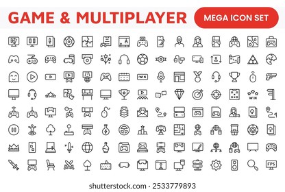 Gaming Icon Set. Vibrant and dynamic icons for game design, streaming, and e-sports branding, perfect for creating immersive interfaces and enhancing your gaming projects.