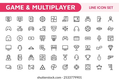 Gaming Icon Set. Vibrant and dynamic icons for game design, streaming, and e-sports branding, perfect for creating immersive interfaces and enhancing your gaming projects.