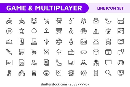 Gaming Icon Set. Vibrant and dynamic icons for game design, streaming, and e-sports branding, perfect for creating immersive interfaces and enhancing your gaming projects.