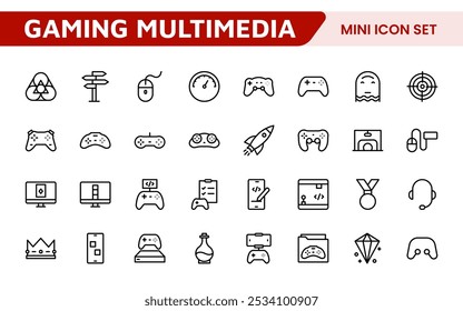 Gaming Icon Set. Vibrant and dynamic icons for game design, streaming, and e-sports branding, perfect for creating immersive interfaces and enhancing your gaming projects.