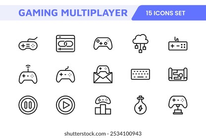 Gaming Icon Set. Vibrant and dynamic icons for game design, streaming, and e-sports branding, perfect for creating immersive interfaces and enhancing your gaming projects.