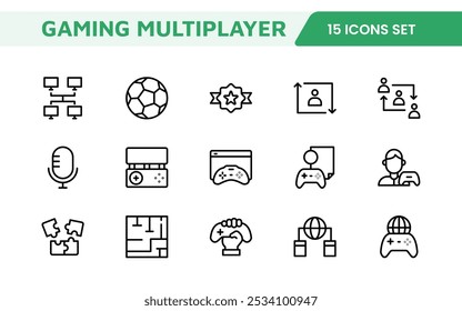 Conjunto de ícones de jogos. Ícones vibrantes e dinâmicos para design de jogos, streaming e marcas de esportes eletrônicos, perfeitos para criar interfaces imersivas e aprimorar seus projetos de jogos.