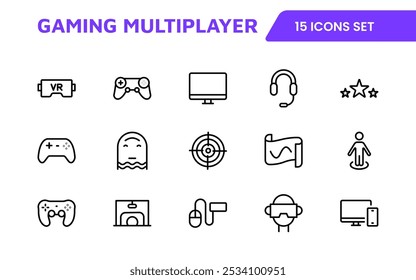 Gaming Icon Set. Vibrant and dynamic icons for game design, streaming, and e-sports branding, perfect for creating immersive interfaces and enhancing your gaming projects.