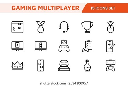 Conjunto de ícones de jogos. Ícones vibrantes e dinâmicos para design de jogos, streaming e marcas de esportes eletrônicos, perfeitos para criar interfaces imersivas e aprimorar seus projetos de jogos.