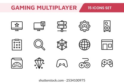 Gaming Icon Set. Vibrant and dynamic icons for game design, streaming, and e-sports branding, perfect for creating immersive interfaces and enhancing your gaming projects.